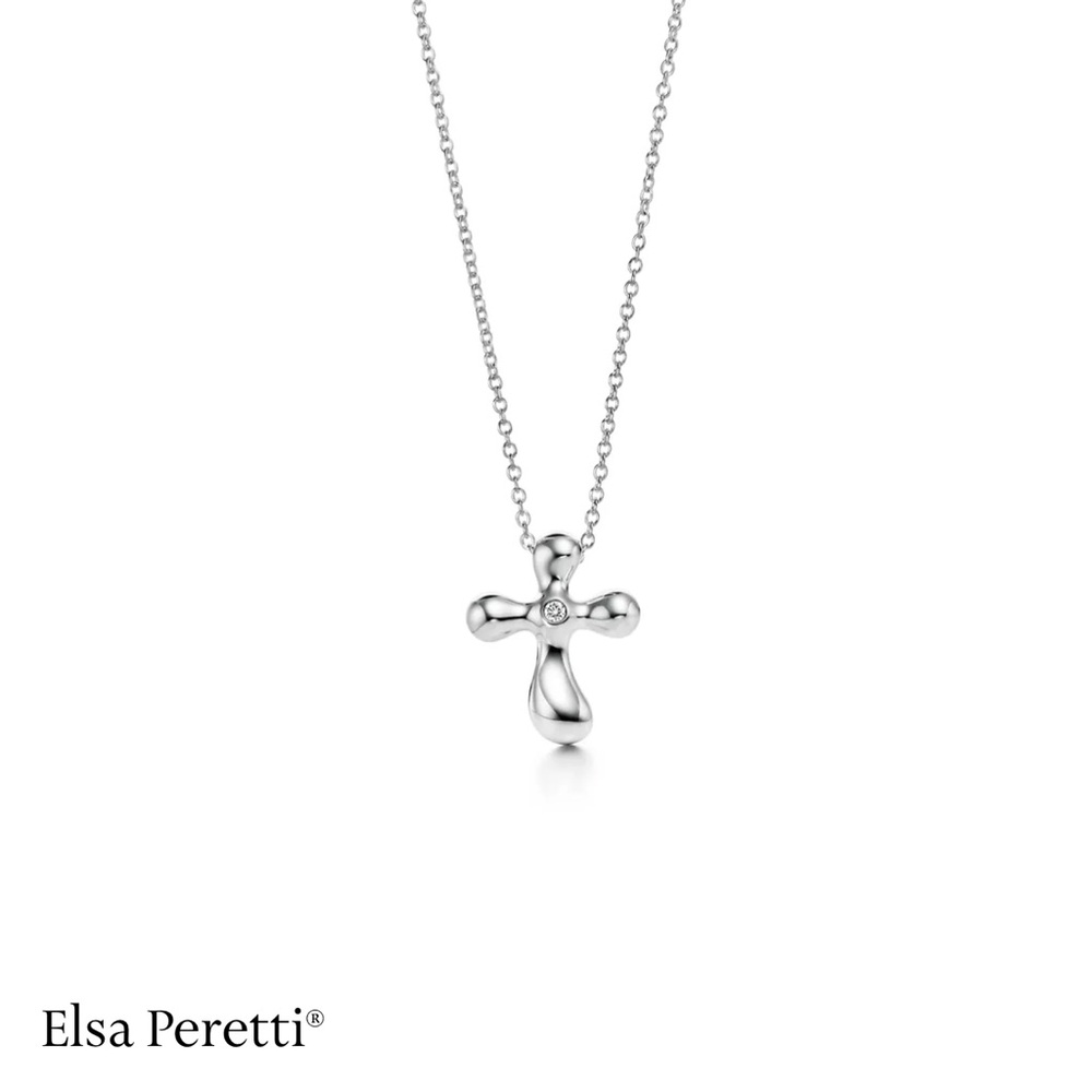 Tiffany & Co. Elsa Peretti DiamondCross Pendant Necklace - Sterling Silver